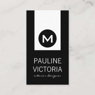 Carte De Visite Monogramme classique / Accent noir