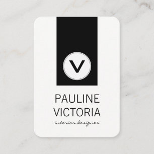 Carte De Visite Monogramme classique / Accent noir