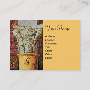 Carte De Visite MONOGRAMME CLASSIQUE, brun clair, gris, jaune