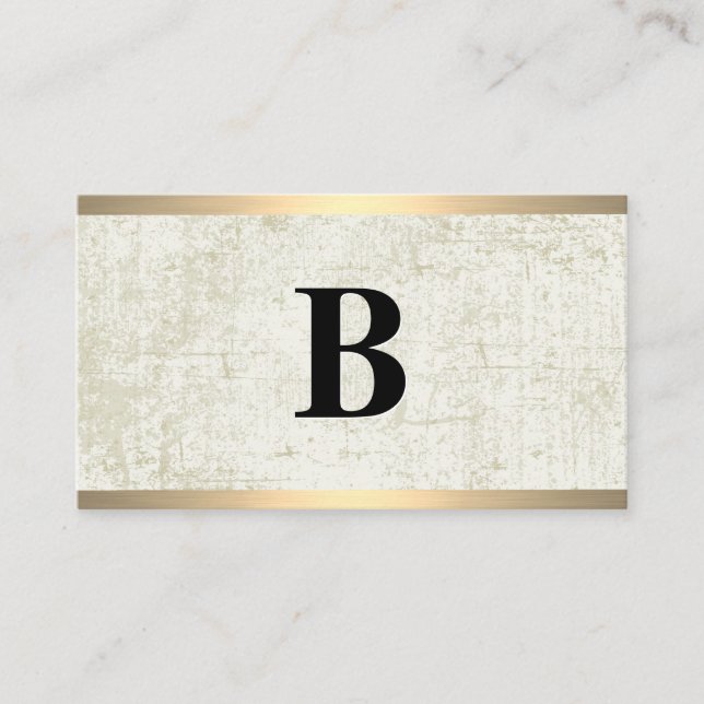 Carte De Visite Monogramme classique | Découpe en métal d'or Grung (Devant)
