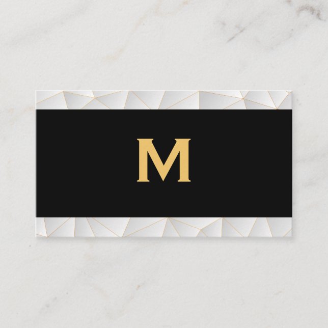 Carte De Visite Monogramme classique | Découpe géométrique moderne (Devant)