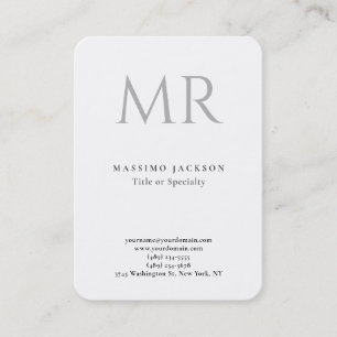 Carte De Visite Monogramme Classique Gris Blanc Minimaliste Simple