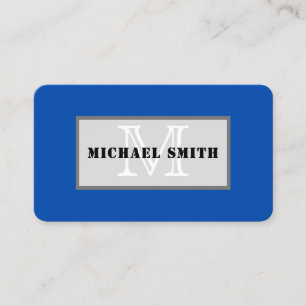Carte De Visite Monogramme Cobalt bleu couleur solide Arrière - pl