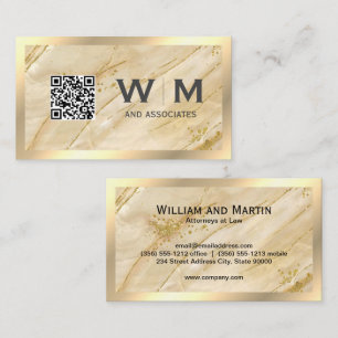 Carte De Visite Monogramme   CODE QR   Marbre Doré