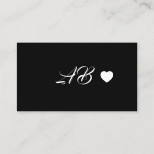 Carte De Visite Monogramme Coeur rouge   Script manuscrit noir