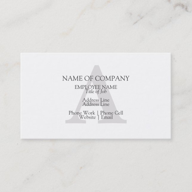 Carte De Visite Monogramme Conception Monogramme Personnalisé Pers (Devant)