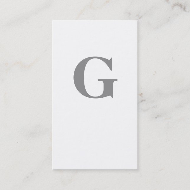 Carte De Visite Monogramme contemporain / Gris et blanc (Devant)