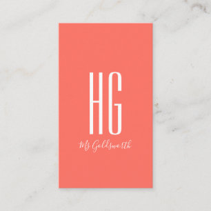 Carte De Visite Monogramme corail moderne