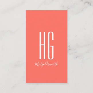 Carte De Visite Monogramme corail moderne