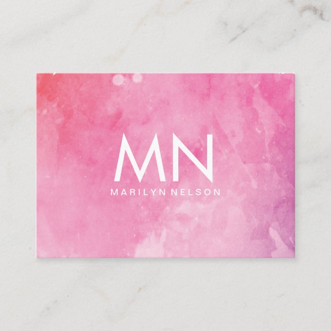 Carte De Visite Monogramme couleur eau rose (Devant)