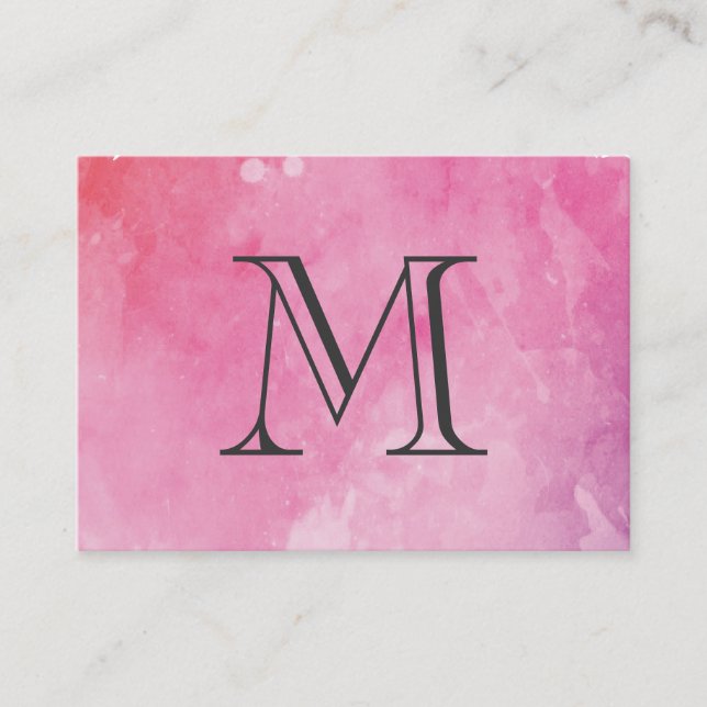 Carte De Visite Monogramme couleur eau rose (Devant)