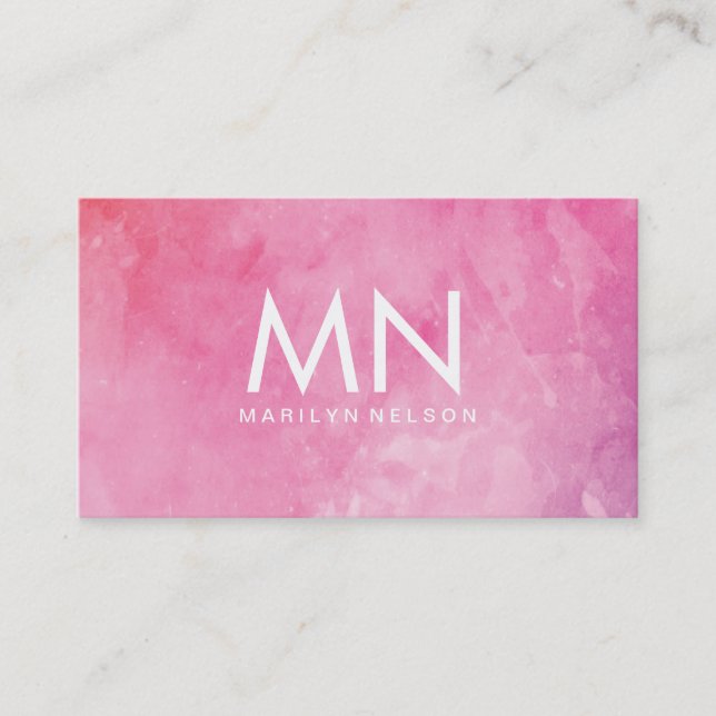 Carte De Visite Monogramme couleur eau rose (Devant)