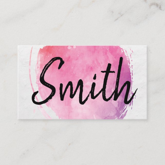 Carte De Visite Monogramme couleur eau rose | Style manuscrit (Devant)