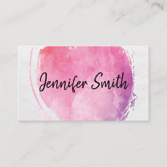 Carte De Visite Monogramme couleur eau rose | Style manuscrit (Devant)