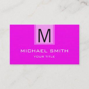 Carte De Visite Monogramme couleur solide Magenta professionnel
