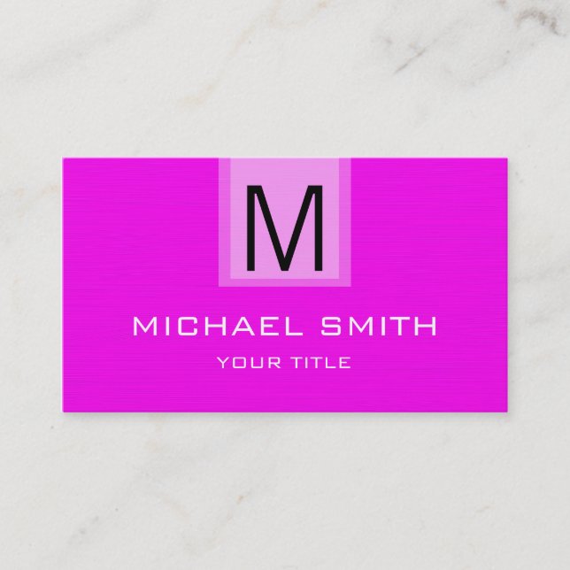 Carte De Visite Monogramme couleur solide Magenta professionnel (Devant)