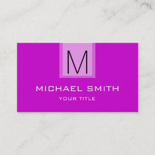 Carte De Visite Monogramme couleur solide Magenta professionnel