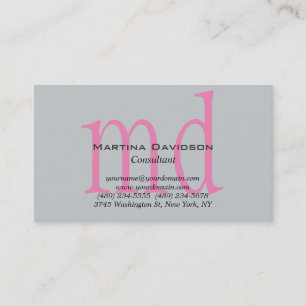 Carte De Visite Monogramme créatif rose gris
