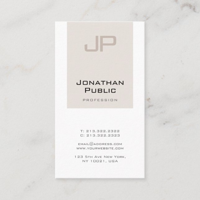Carte De Visite Monogramme créatif tendance Professional Sleek Pla (Devant)