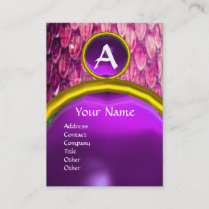 Carte De Visite MONOGRAMME CROTALUS AMÉTHYSTE, violet rose vif