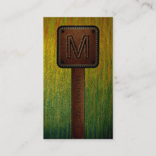 Carte De Visite Monogramme Cuir Brown moderne Look #6