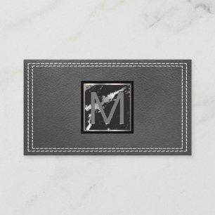 Carte De Visite Monogramme   Cuir pointu   Marbre