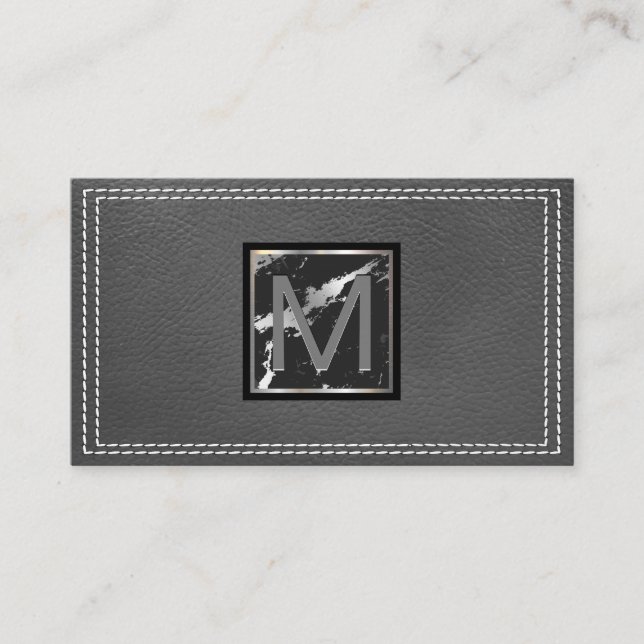Carte De Visite Monogramme | Cuir pointu | Marbre (Devant)