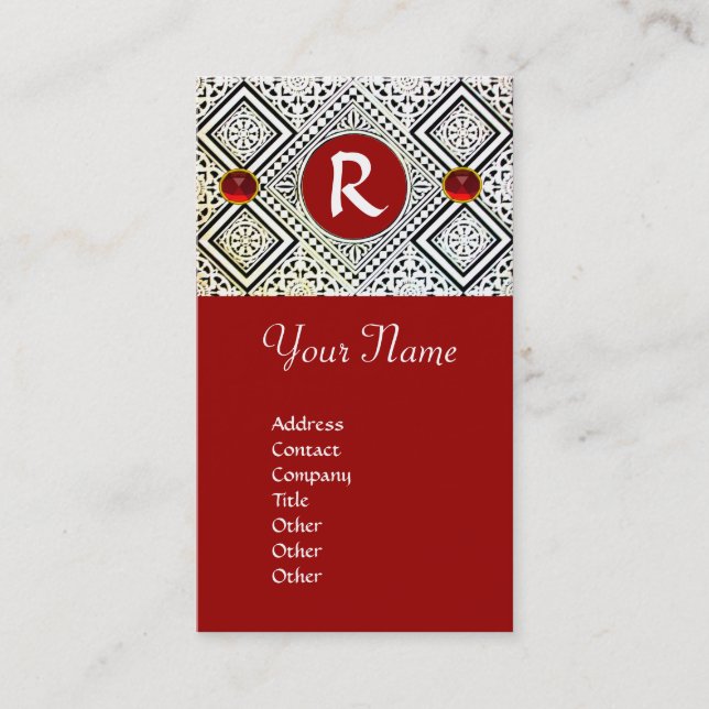CARTE DE VISITE MONOGRAMME D'AGLE, RUBY ROUGE (Devant)