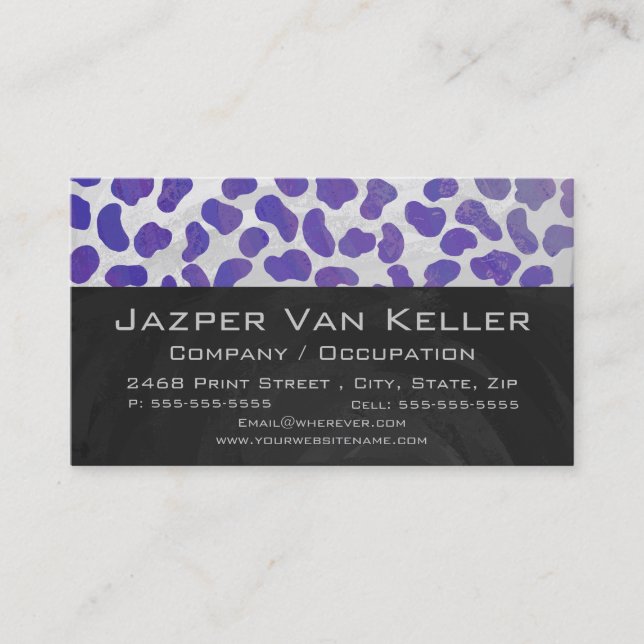 Carte De Visite Monogramme Dalmatien violet et blanc (Devant)