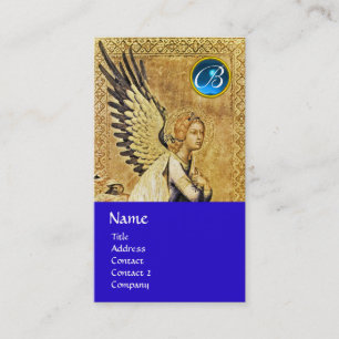 Carte De Visite MONOGRAMME d'ANGE d'ANNONCE, saphir bleu