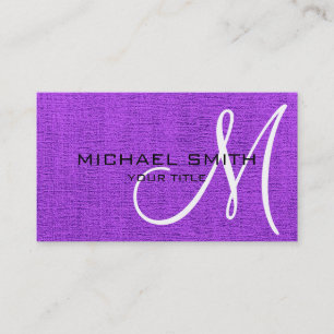 Carte De Visite Monogramme d'apparence de toile violette