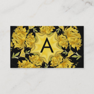 Carte De Visite Monogramme d'azalée jaune et noir