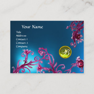 Carte De Visite MONOGRAMME DE BAIES MAGIQUES, Sapphire Bleu, Jaune