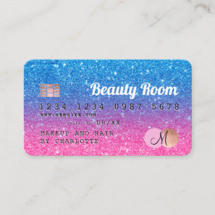 Carte De Visite monogramme de beauté de la parties scintillant ros