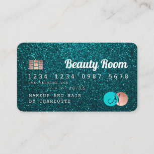 Carte De Visite Monogramme de beauté de la parties scintillant tur