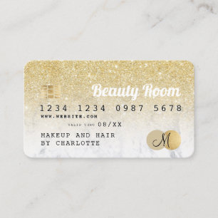 Carte De Visite Monogramme de beauté en marbre de parties scintill