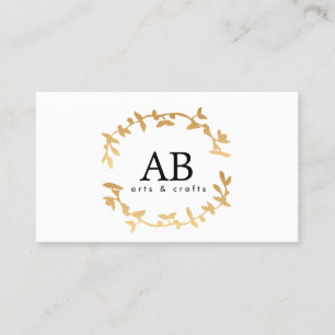 Carte De Visite MONOGRAMME DE BOHÈME de GUIRLANDE de FEUILLE en OR
