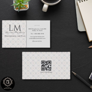 Carte De Visite Monogramme de Carrelage Espagnol Classique QR Marq
