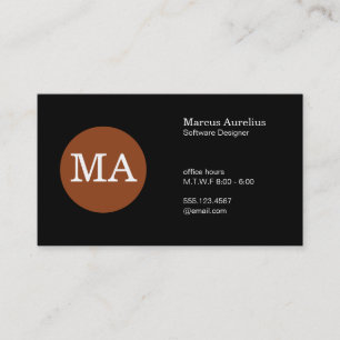 Carte De Visite Monogramme de cercle en bronze de type Serif