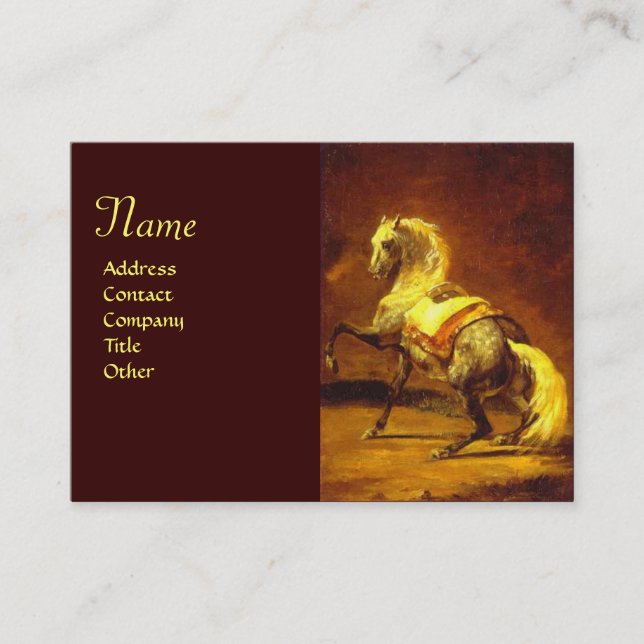 Carte De Visite MONogramme DE CHEVAL GRAY REMPLI (Devant)