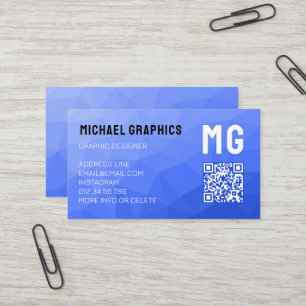 Carte De Visite Monogramme de code QR à motif géométrique en maill