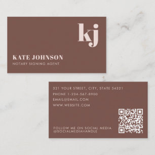 Carte De Visite Monogramme de code QR minimaliste en terre cuite é