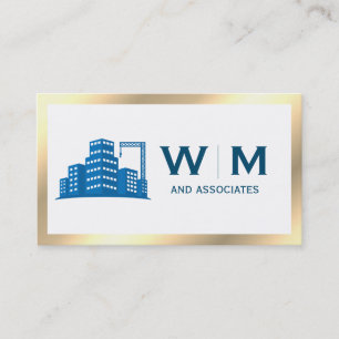 Carte De Visite Monogramme de construction de bordure or