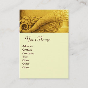 Carte De Visite MONOGRAMME DE CORNUCOPIE, jaune or clair