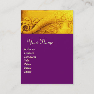 Carte De Visite MONOGRAMME DE CORNUCOPIE, jaune or clair, violet