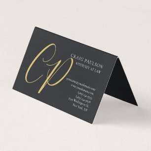 Carte De Visite Monogramme de couleur or Avocat Juriste Minimalist