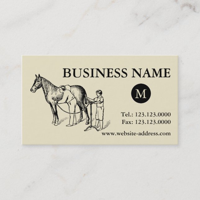 Carte de visite Monogramme de coupure de cheval vi (Devant)
