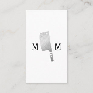 Carte De Visite Monogramme de couteau de boucher métallique