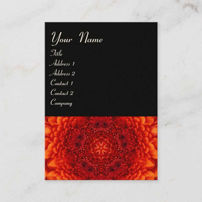 Carte De Visite MONOGRAMME DE DAHLIA ROUGE, noir rouge (Devant)