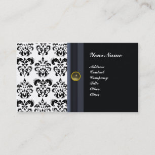 Carte De Visite MONOGRAMME DE DAMASK CLASSÉ, agate noire